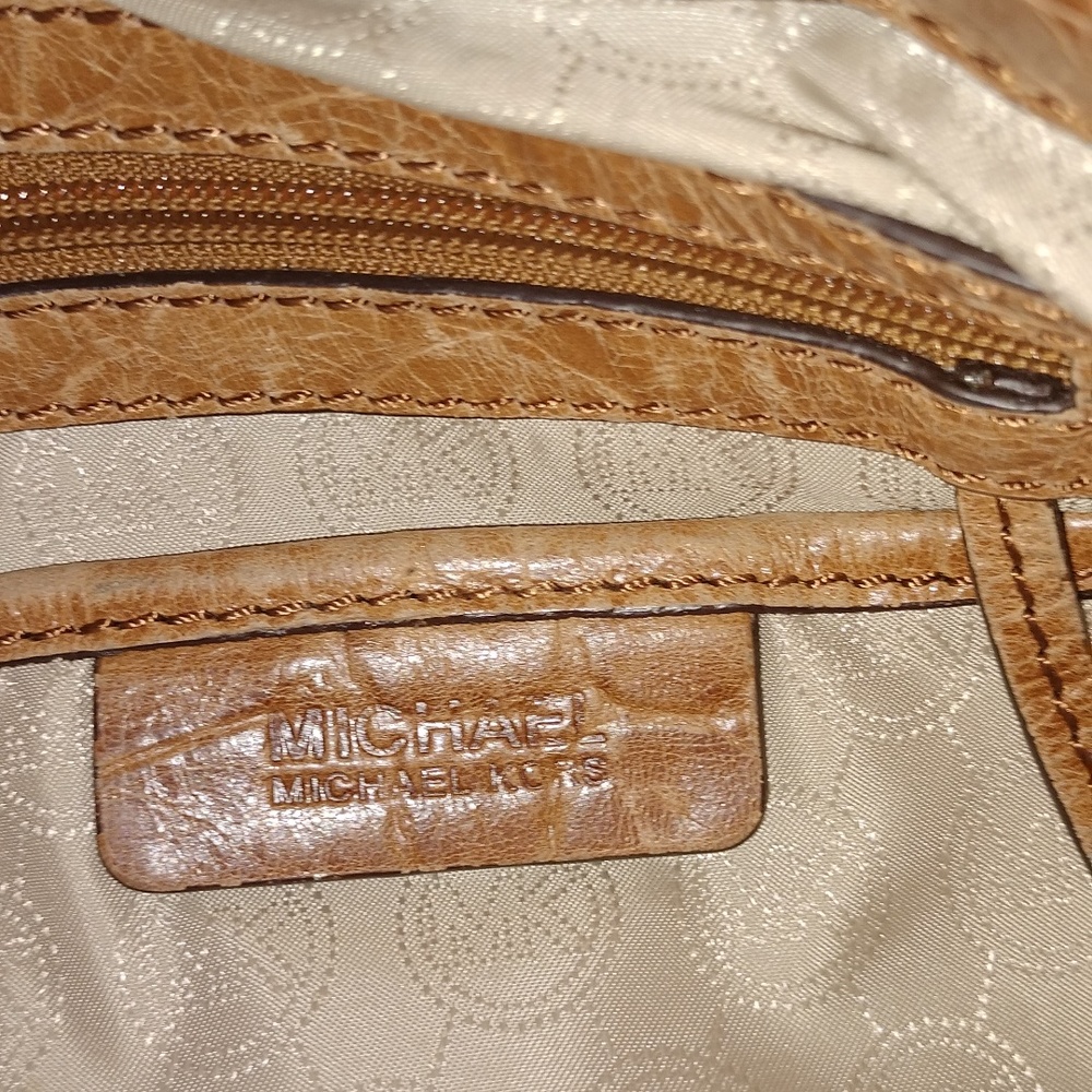 RARE Michael by Michael Kors brown crock embossed leather Hamilton satchel - Picture 13 of 15